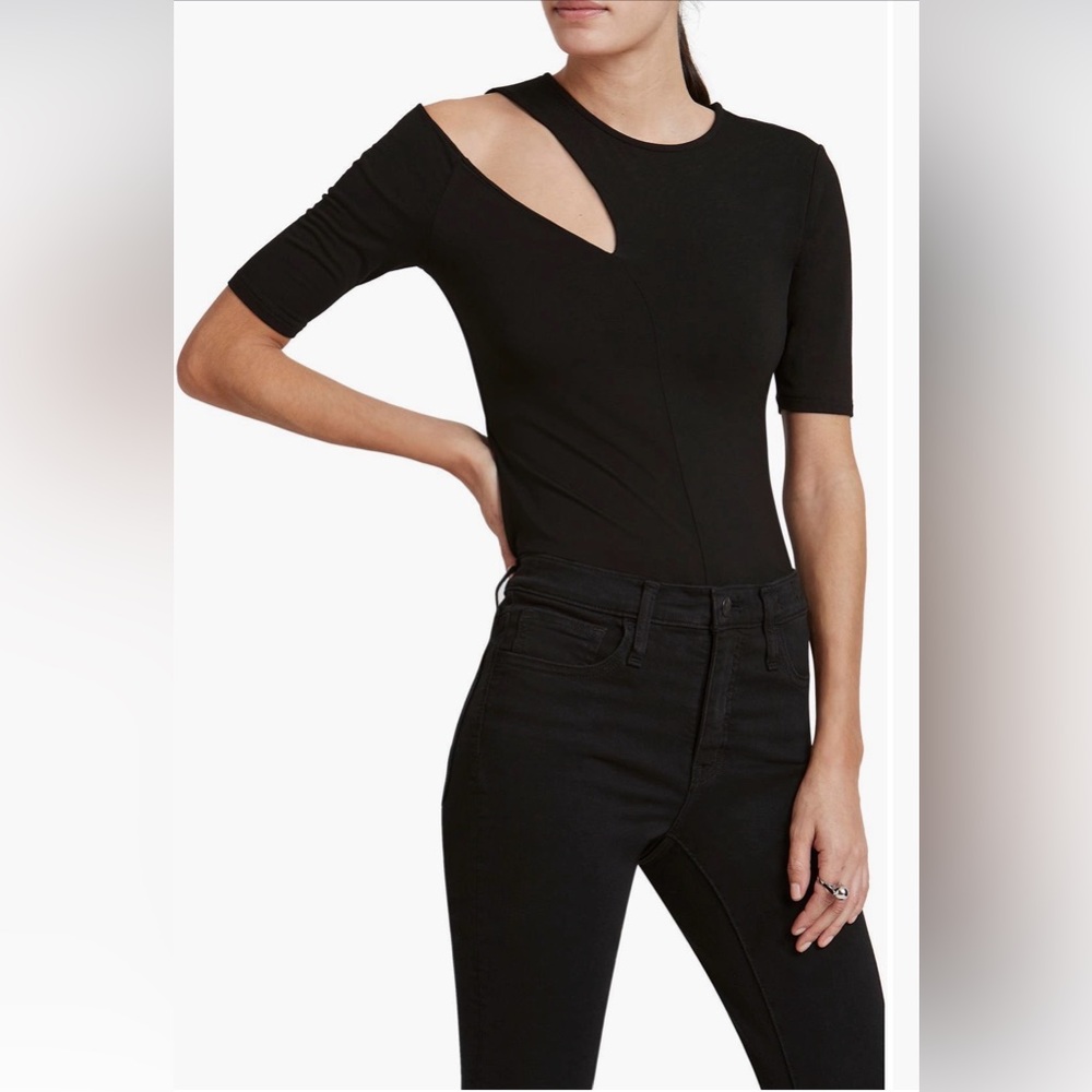 Black Asymmetric Cutout Women’s Top